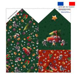 Coupon pour enveloppe en tissu motif souris de noel vert - Création Stillistic