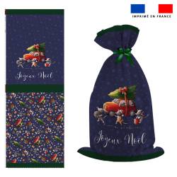 Kit hotte de Noel motif souris de noel bleu - Création Stillistic