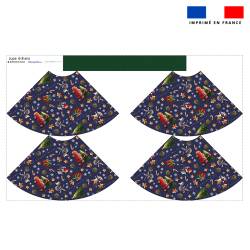 Kit jupe enfant motif souris de noel bleu - Création Stillistic