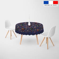 Coupon pour nappe ronde motif souris de noel bleu - Création Stillistic