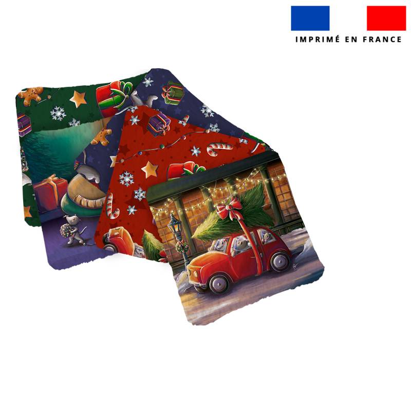 Coupon lingettes lavables motif souris de noel - Création Stillistic