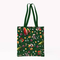 Coupon pour tote-bag motif souris de noel bleu et vert - Création Stillistic