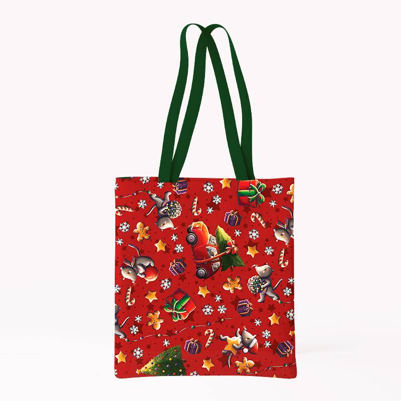 Coupon pour tote-bag motif souris de noel rouge et vert - Création Stillistic