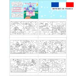 coupon - Défaut trait rouge dans la page de couverture Kit livre à colorier motif princesse - Popeline de coton peigné 129gr/m² - 