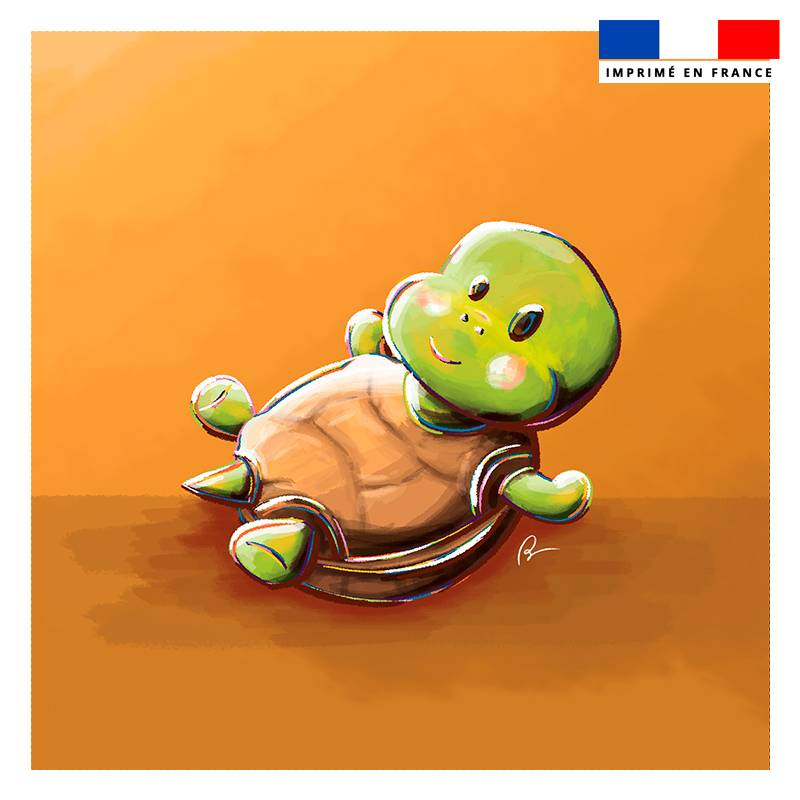 Coupon 45x45 cm imprimé bébé tortue - Création Stillistic