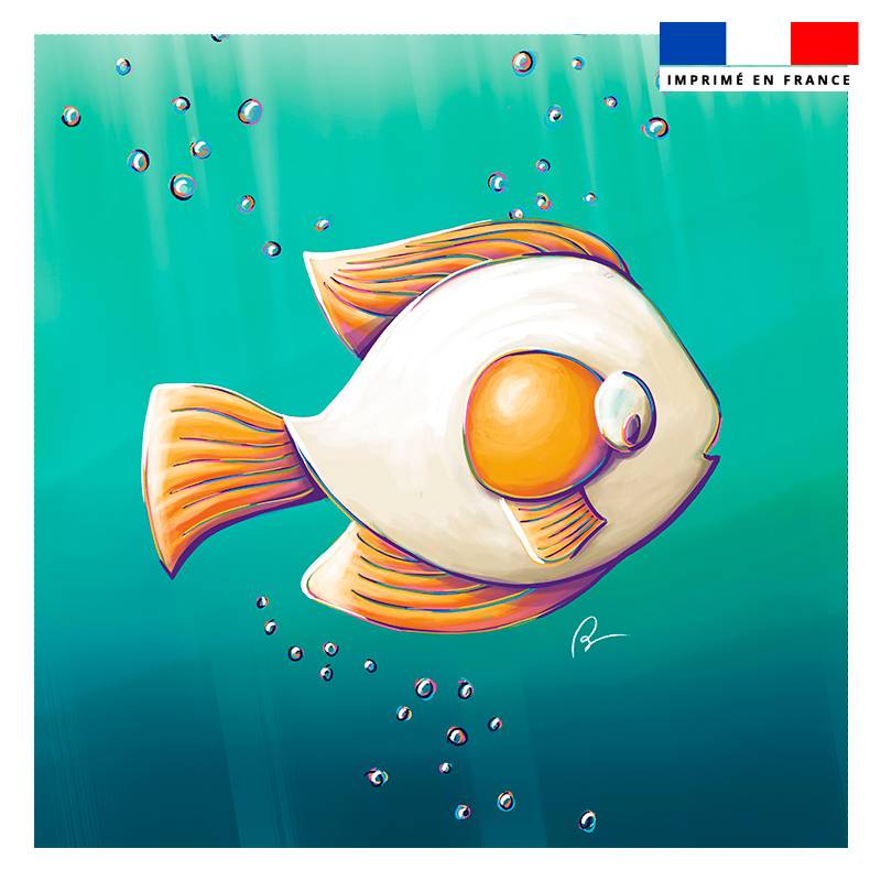 Coupon 45x45 cm imprimé poisson oeuf - Création Stillistic