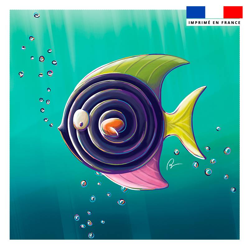 Coupon 45x45 cm imprimé poisson réglisse - Création Stillistic