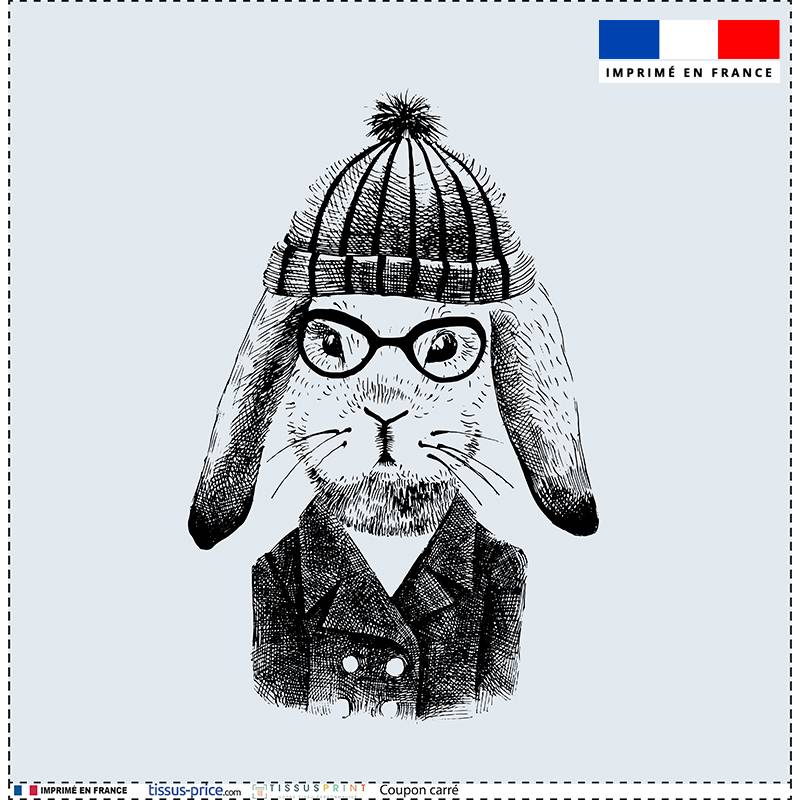 Coupon 45x45 cm motif lièvre hipster