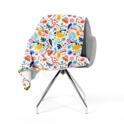 Polaire blanche motif toucan et paresseux