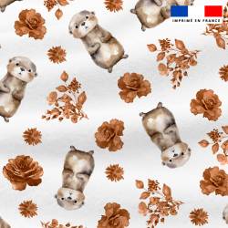 Polaire motif loutre et rose aquarelle