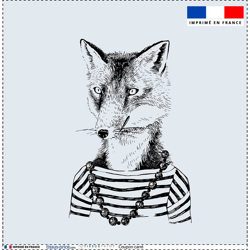 Coupon 45x45 cm motif renard hipster