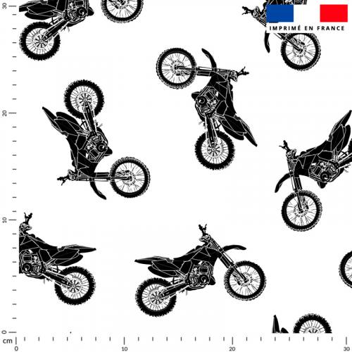 coupon - Coupon 100cm - Moto cross - Fond écru - Doublure 65 gr/m² - 140 cm