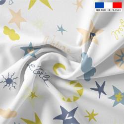 coupon - Coupon 90cm - Mots doux étoiles - Fond blanc - Création Lili Bambou Design - Popeline de coton peigné 129gr/m² - 144 cm