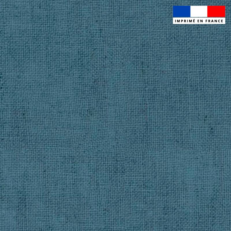 Tissu imperméable aspect lin bleu jean