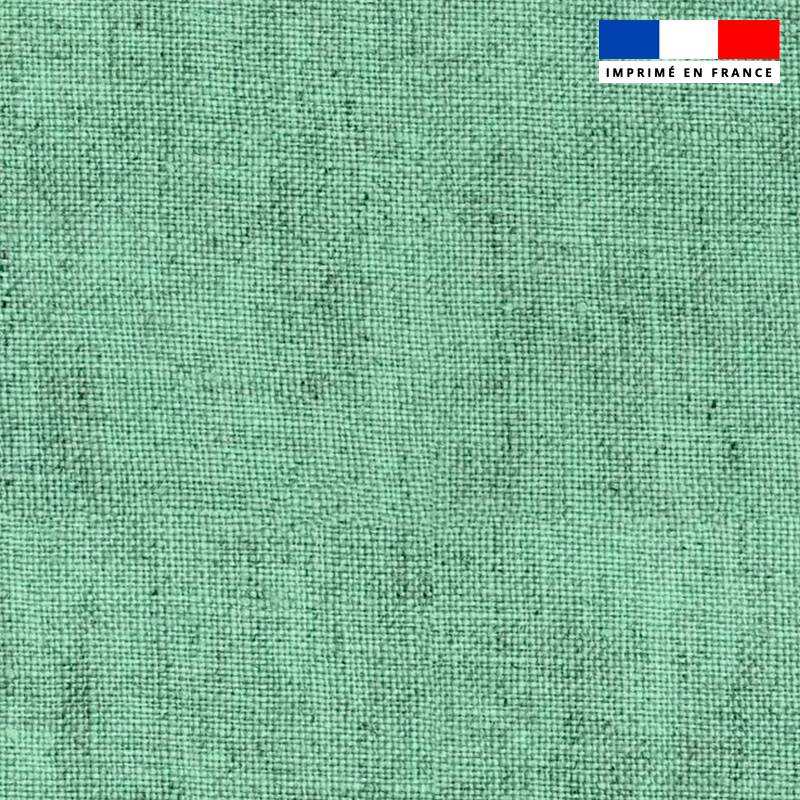 Tissu imperméable aspect lin vert pastel