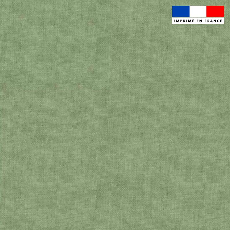 Tissu imperméable vert olive aspect lin