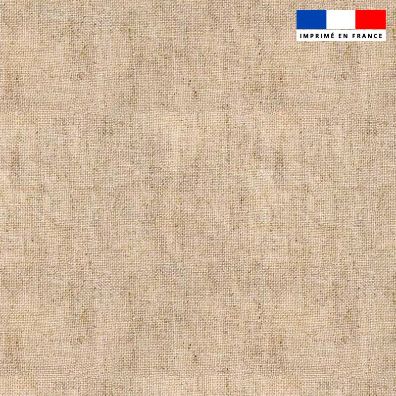 Tissu anti-tâche pour nappe imprimé aspect lin naturel