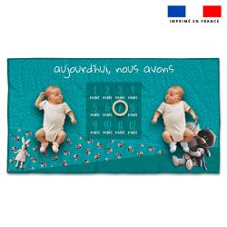 Coupon 135x74 cm pour couverture mensuelle jumeaux motif bébé rhinocéros - Création Stillistic