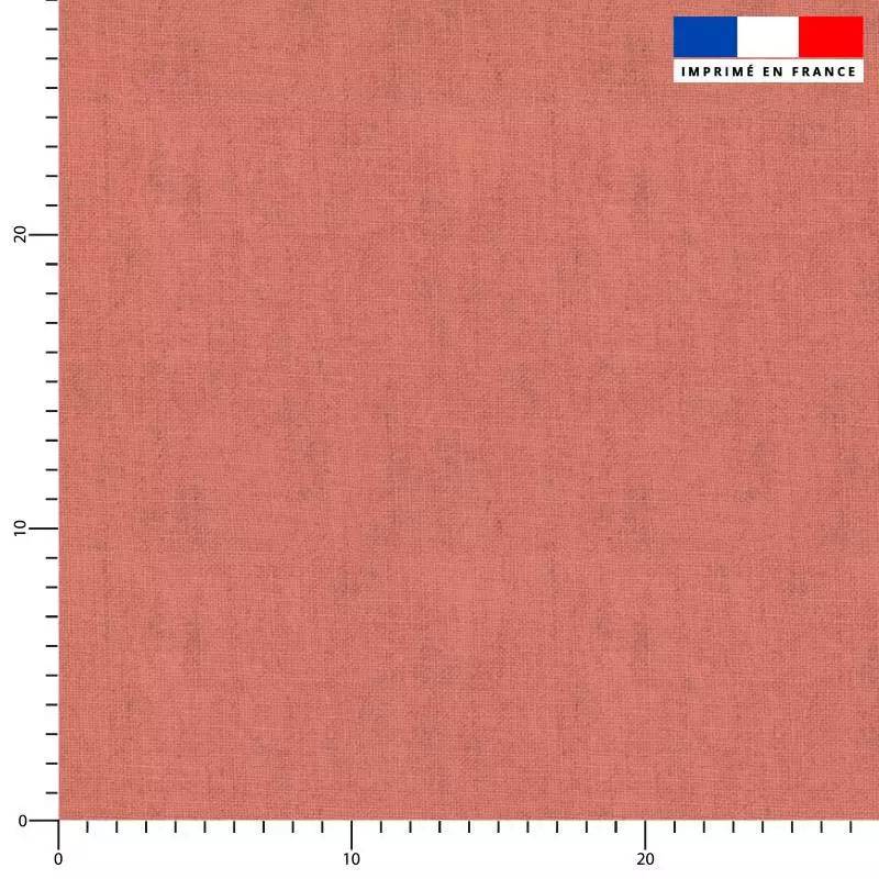 Chiné aspect lin - Fond rose corail