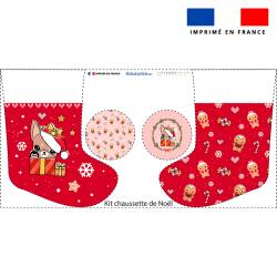 Kit chaussette de noel motif chien chihuahua + Fausse fourrure - Création Jolifox