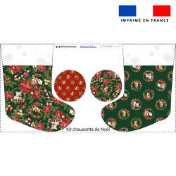 Kit chaussette de noel motif animaux couronne de Noel vert + Fausse fourrure - Création Stillistic