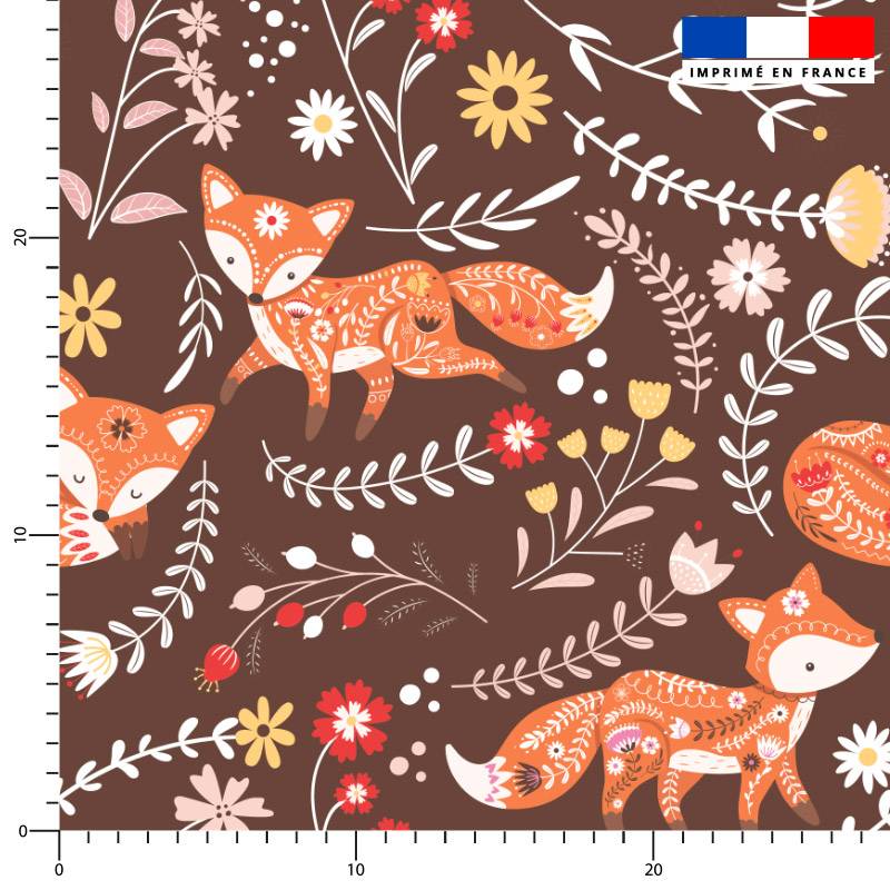 Folk fox - Fond marron