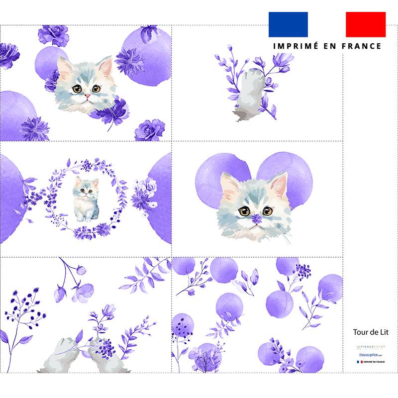 Coupon pour tour de lit motif chat aquarelle