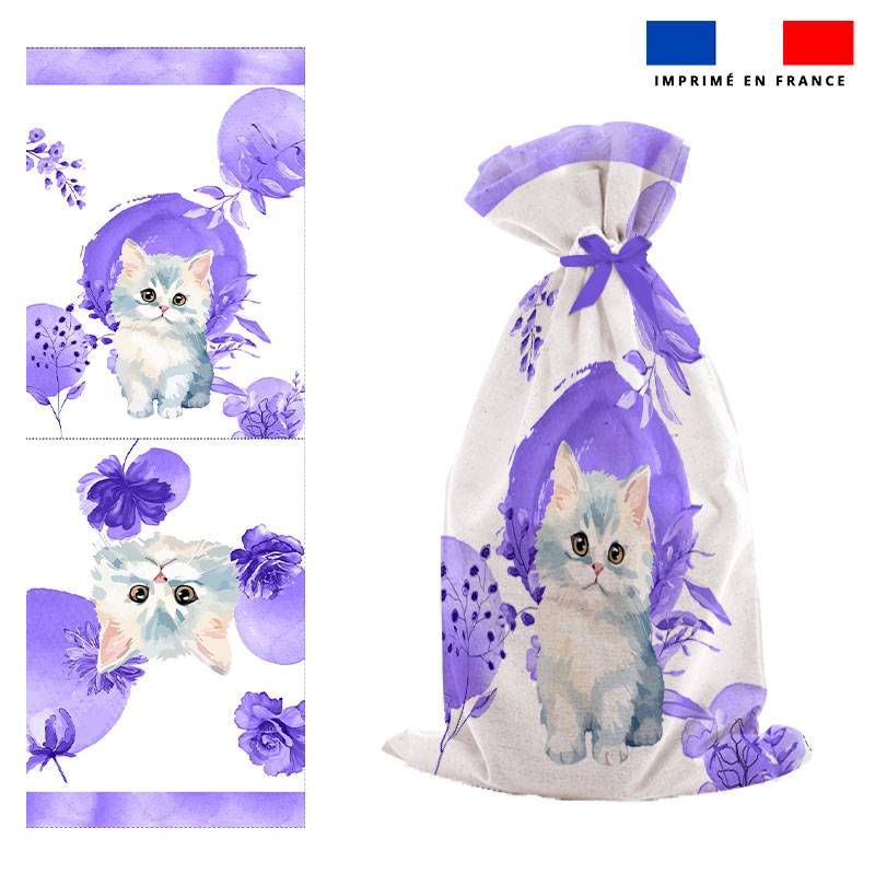 Kit sac à jouets motif chat aquarelle