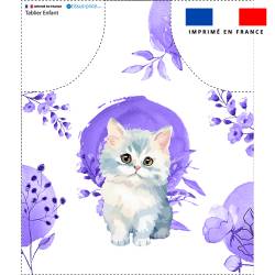 Patron imprimé pour tablier enfant motif chat aquarelle