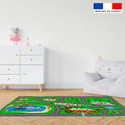 Coupon velours pour tapis de jeu motif circuit voiture ville