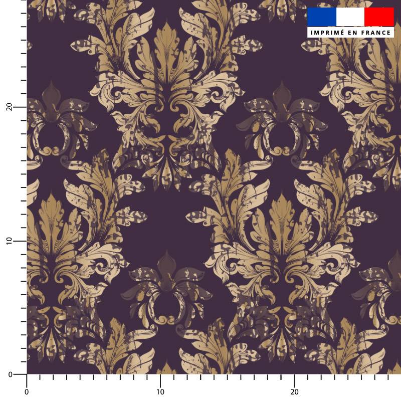 Baroque damassé - Fond aubergine