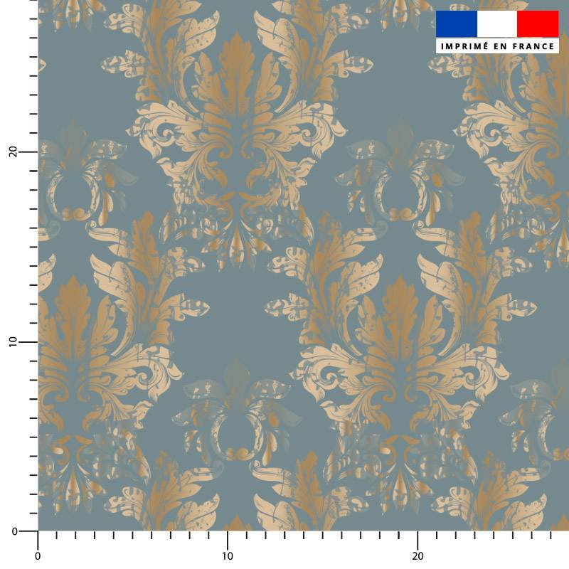 Baroque effet damassé - Fond bleu clair