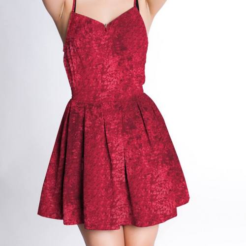 Robe panne de velours rouge carmin 