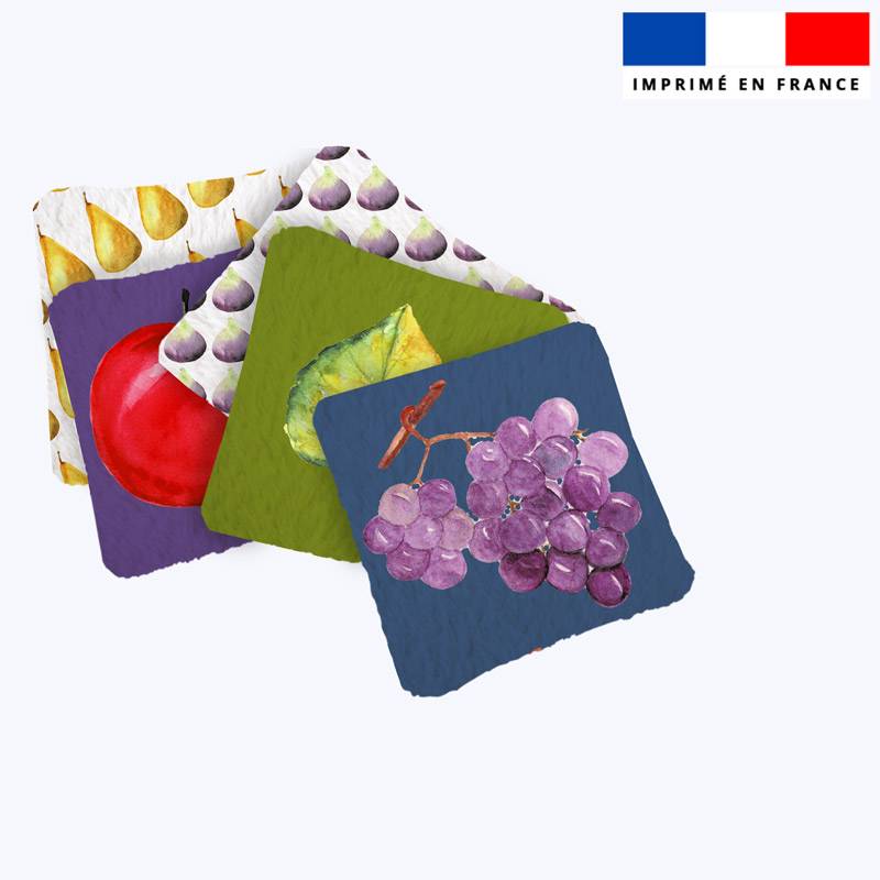 Coupon lingettes lavables motif fruits et feuilles d'automne - Création Cat&Colours