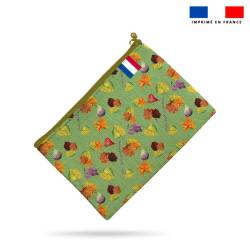 Kit pochette vert clair motif fruits et feuilles - Création Cat&Colours