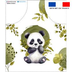 Patron imprimé pour tablier enfant motif panda aquarelle