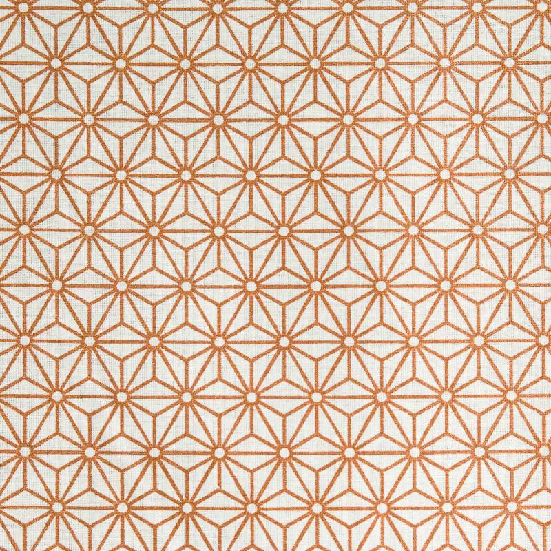 Coton blanc motif asanoha cuivre 
